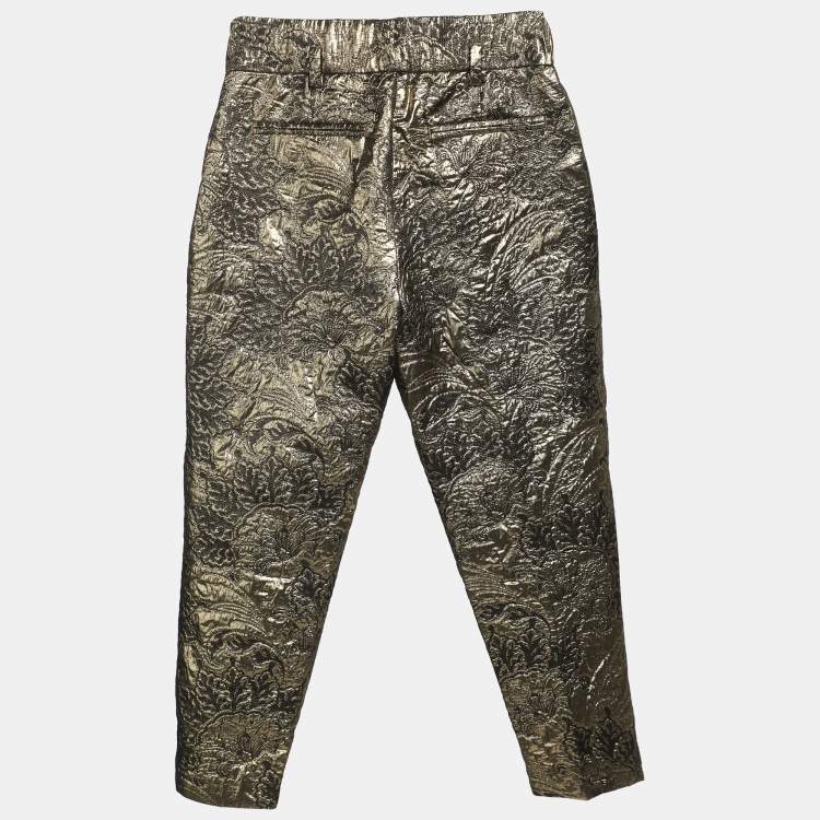 مملوكة مسبقًا Dolce & Gabbana Gold Jacquard Fabric Pants 7-8 Yrs