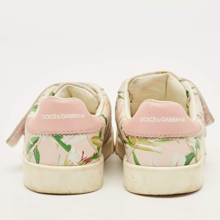 Pre Owned Dolce & Gabbana 25 Multicolor Floral Prints Leather Sneakers