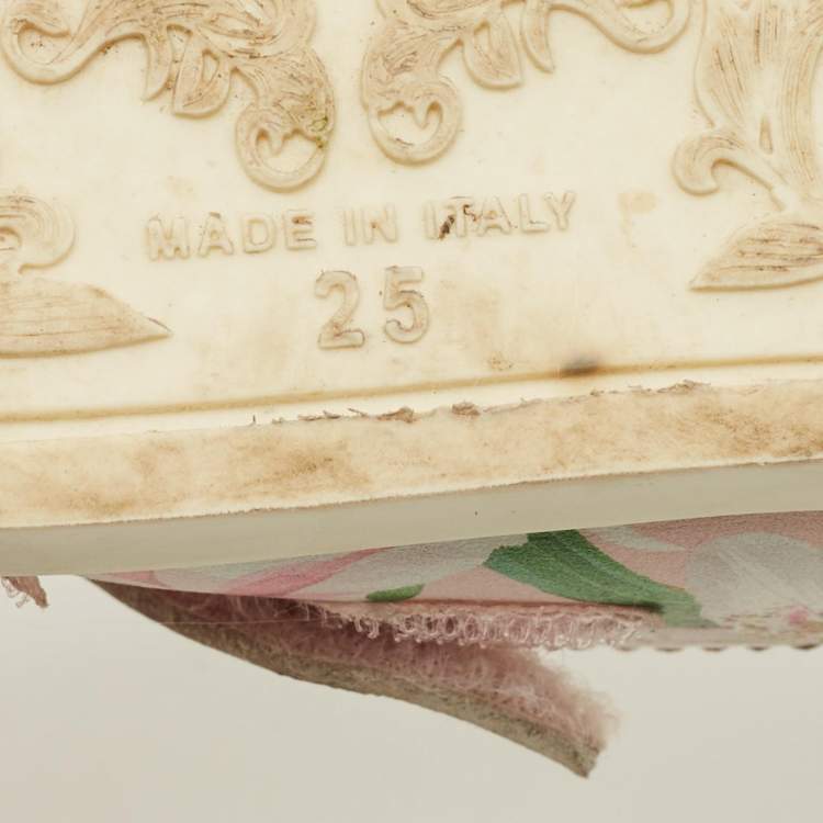 Pre Owned Dolce & Gabbana 25 Multicolor Floral Prints Leather Sneakers