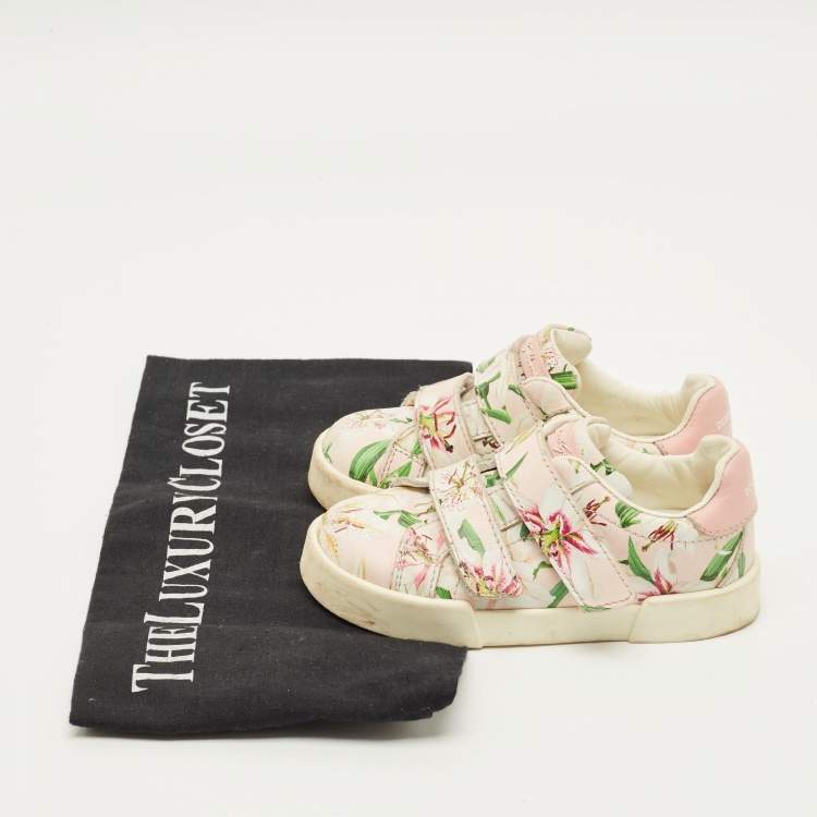 Pre Owned Dolce & Gabbana 25 Multicolor Floral Prints Leather Sneakers