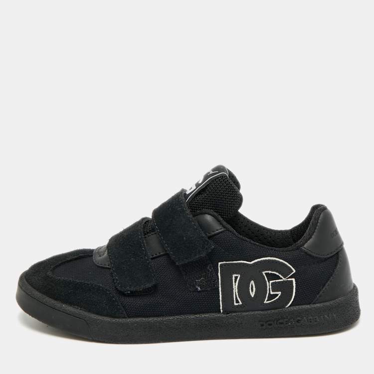 Pre Owned Dolce & Gabbana  Size 30 Black Mesh and Suede Low Top Sneakers