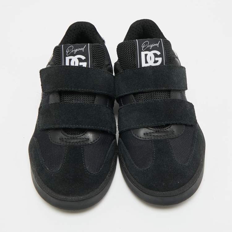 Pre Owned Dolce & Gabbana  Size 30 Black Mesh and Suede Low Top Sneakers