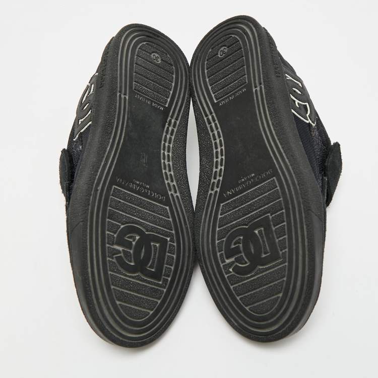 Pre Owned Dolce & Gabbana  Size 30 Black Mesh and Suede Low Top Sneakers