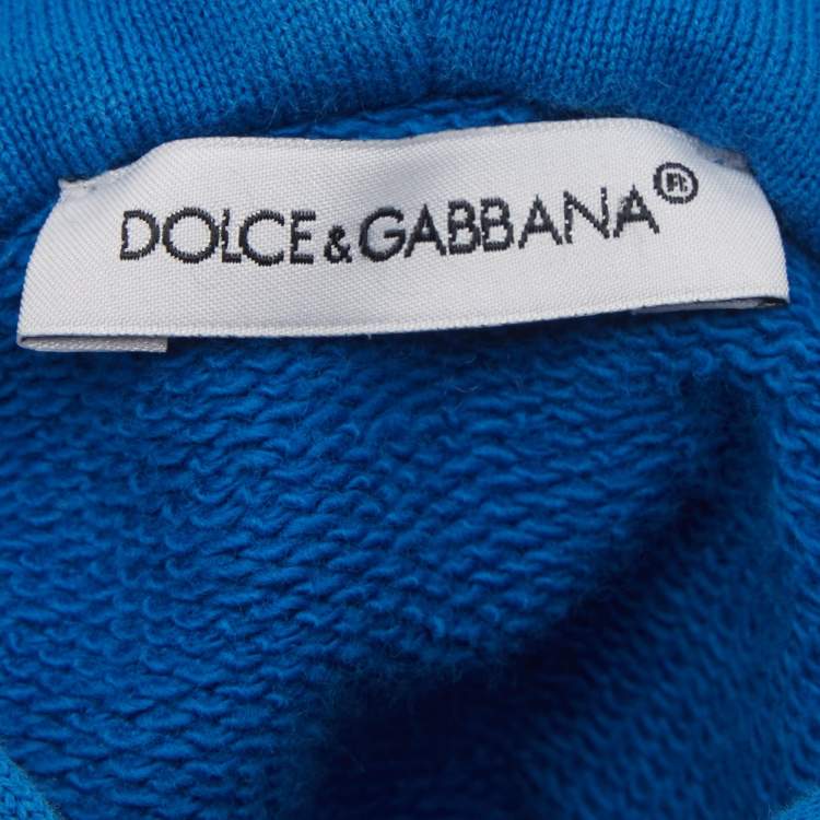 Pre Owned Dolce & Gabbana Blue Jersey Rubberized Logo Detail Hoodie and Pants Set 3-4 Yrs