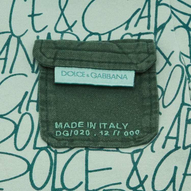 Pre Owned Dolce & Gabbana Green DG Print Jersey T-Shirt and Sweatpants Set 18-24M