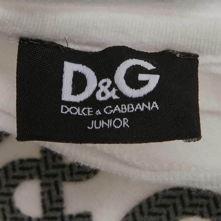 Pre Owned Dolce & Gabbana Junior White Flocked-Print Jersey T-Shirt 2-3 Yrs