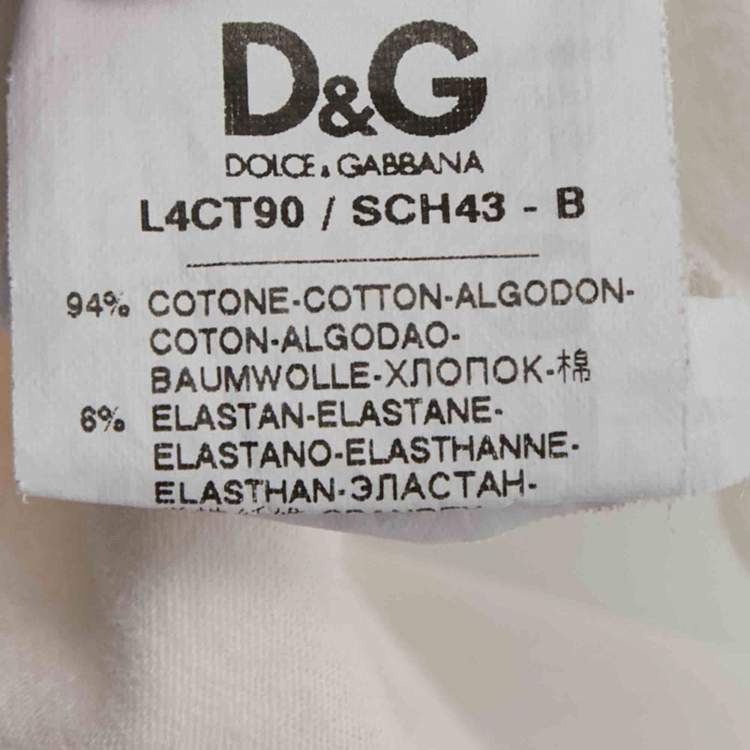 Pre Owned Dolce & Gabbana Junior White Flocked-Print Jersey T-Shirt 2-3 Yrs