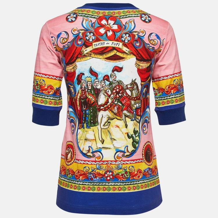 Pre Owned Dolce & Gabbana Pink Printed Cotton Jersey Long T-Shirt 10Y