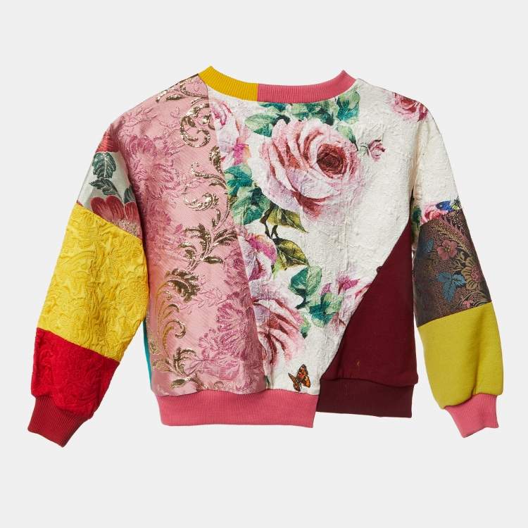 Pre Owned Dolce & Gabbana Multicolor Brocade Patchwork Jumper 5 Yrs