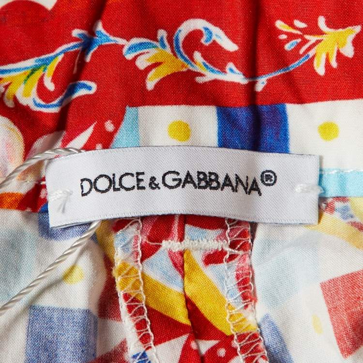Pre Owned Dolce & Gabbana Kids Multicolor Majolica Print Cotton Shorts 9-10 Yrs