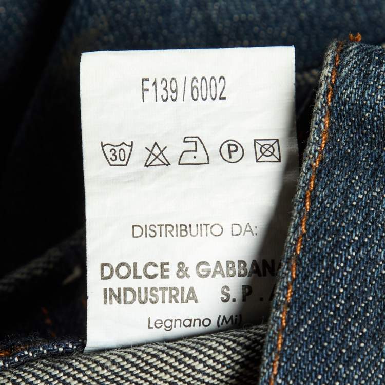 Pre Owned D&G Junior Blue Floral Logo Embroidered Denim Skirt 6 Yrs