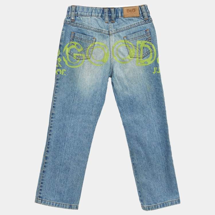 Pre Owned D&G Junior Blue Logo Print Denim Jeans Size 5Yrs