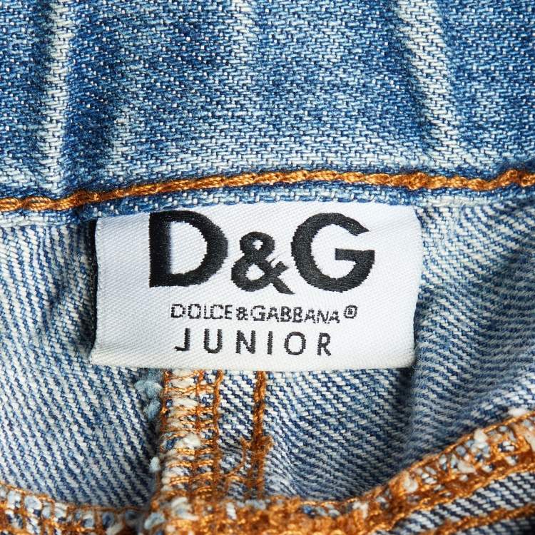 Pre Owned D&G Junior Blue Logo Print Denim Jeans Size 5Yrs