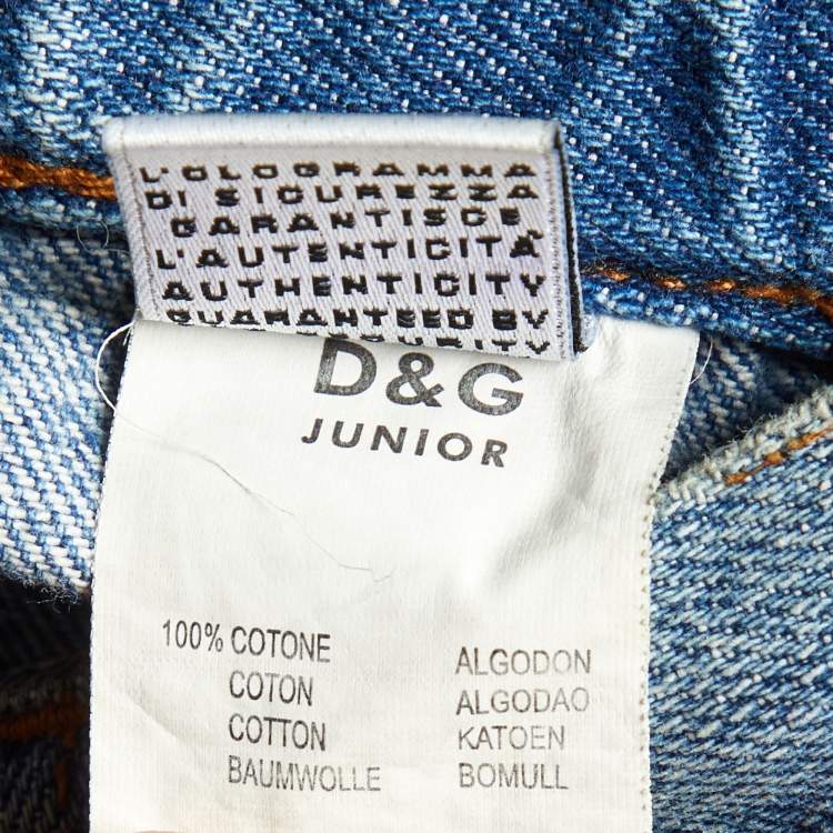Pre Owned D&G Junior Blue Logo Print Denim Jeans Size 5Yrs