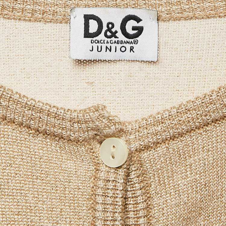 Pre Owned D&G Junior Gold Lurex Knit Button Front Cardigan S
