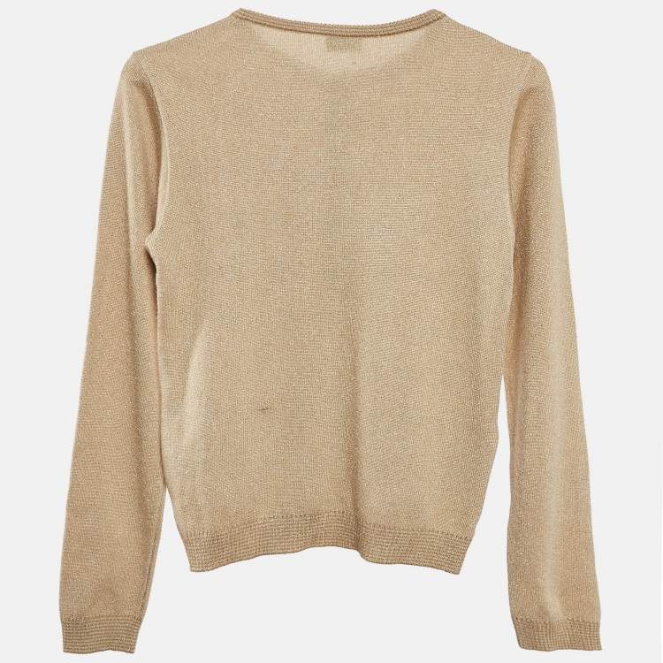Pre Owned D&G Junior Gold Lurex Knit Button Front Cardigan S