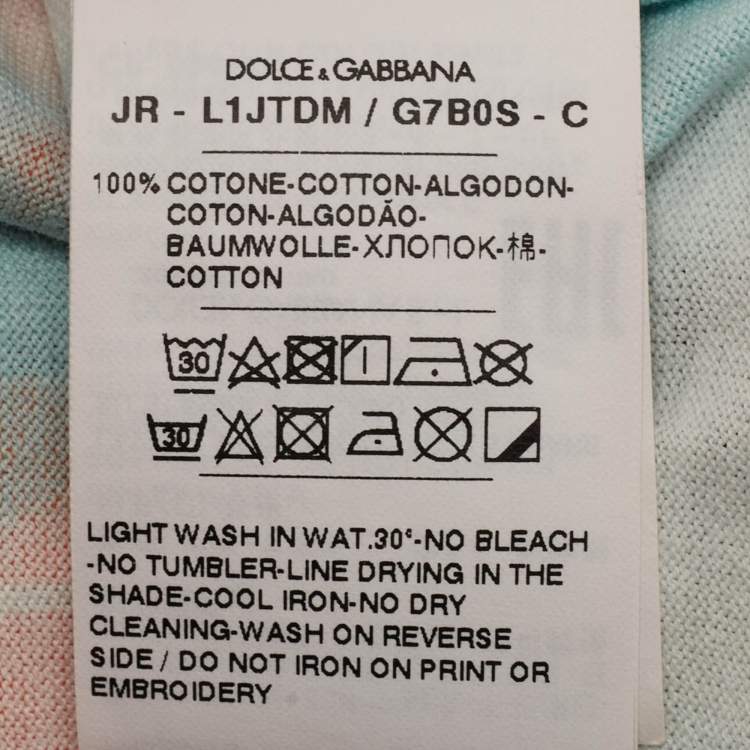 Pre Owned Dolce & Gabbana Kids Blue Printed Cotton T-Shirt 18-24 M