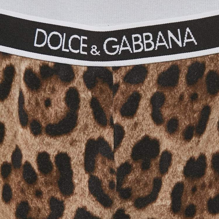 Pre Owned Dolce & Gabbana Brown Leopard Print Cotton Knit Leggings 18-24 M