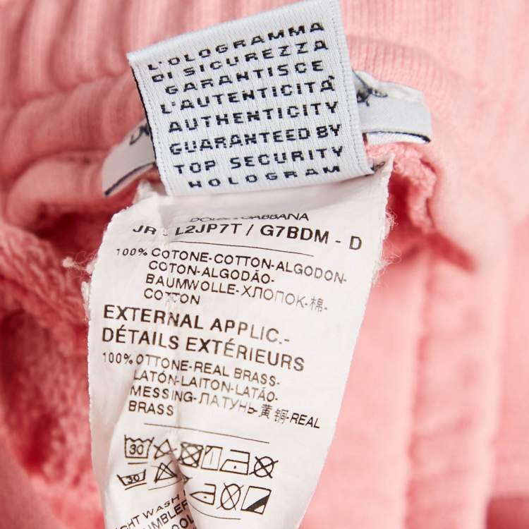 مملوكة مسبقًا Dolce & Gabbana Kids Pink Cotton Knit Trackpants 18-24 M