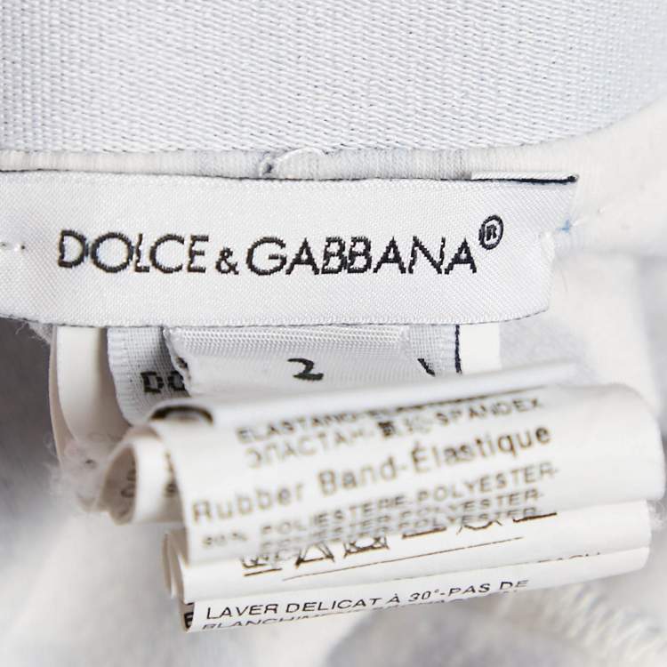 Pre Owned Dolce & Gabbana Kids White/Blue Printed Cotton Knit Pants 2 Yrs
