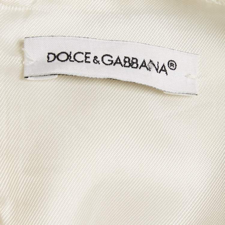 Pre Owned Dolce & Gabbana Kids White Tropical Rose Print Tulle Midi Dress 11/12 Yrs 