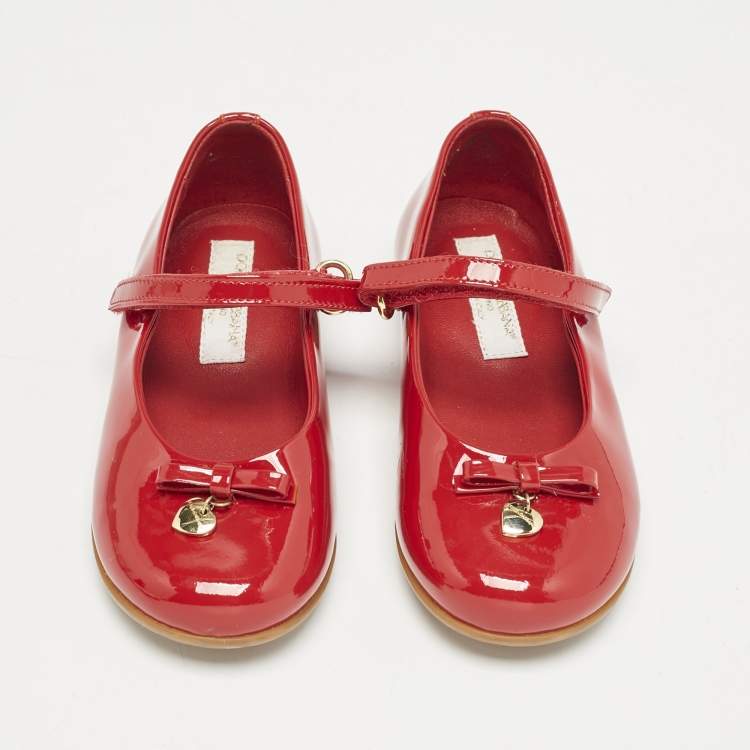 Pre Owned Dolce & Gabbana Red Patent Leather Ballet Flats Size 23