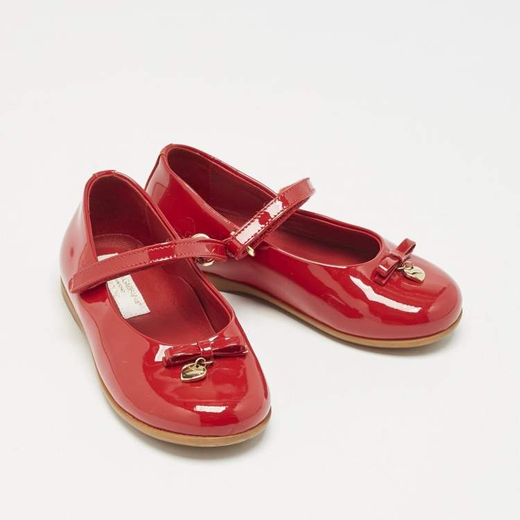 Pre Owned Dolce & Gabbana Red Patent Leather Ballet Flats Size 23