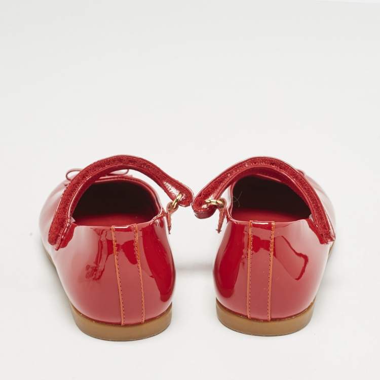 Pre Owned Dolce & Gabbana Red Patent Leather Ballet Flats Size 23