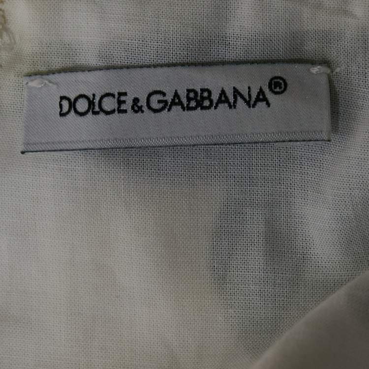 Pre Owned Dolce & Gabbana Kids White Floral Print Poplin Shirred Waist Midi Dress 11/12 Yrs