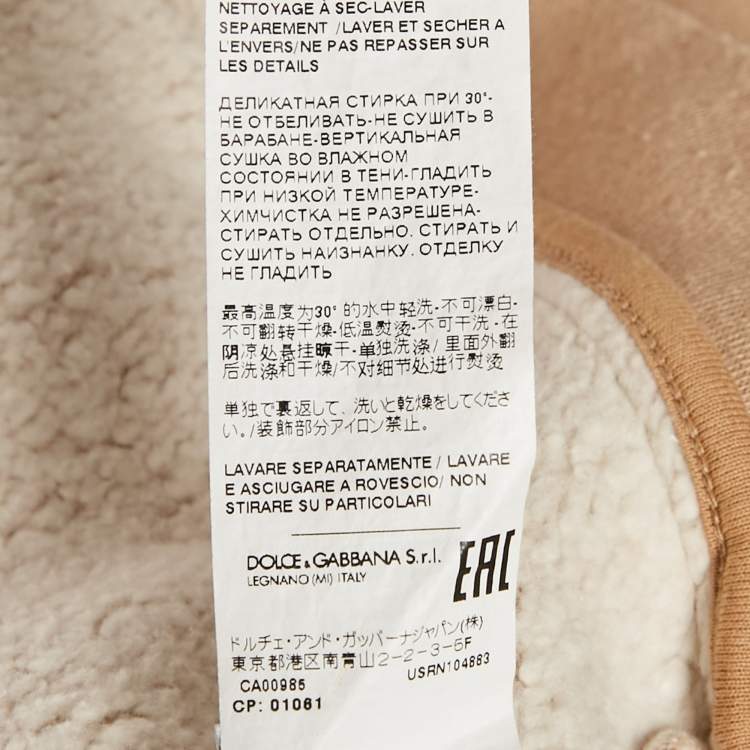 Pre Owned Dolce & Gabbana Beige Logo Studded and Embroidery Cotton Blend Hoodie 12 Yrs