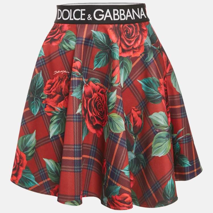Pre Owned Dolce & Gabbana Brown Floral Print Jersey Mini Skirt 12 Yrs 