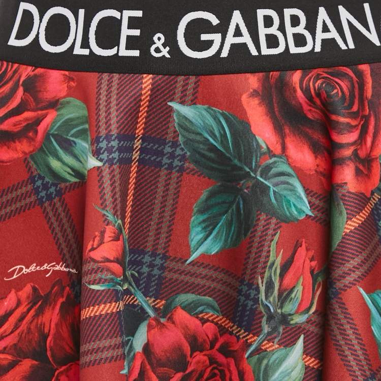 Pre Owned Dolce & Gabbana Brown Floral Print Jersey Mini Skirt 12 Yrs 
