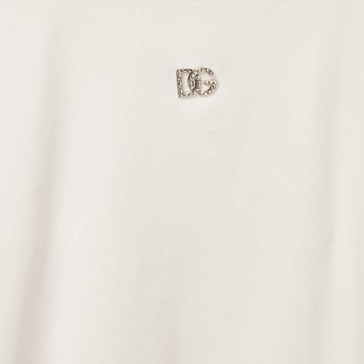 Pre Owned Dolce & Gabbana Kids White DG Charm Jersey T-Shirt 11/12 Yrs