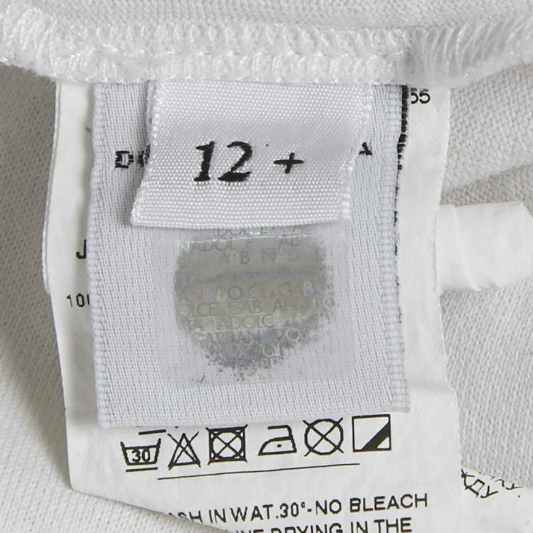 Pre Owned Dolce & Gabbana Kids White Majolica Print Cotton T-Shirt 12+ Years
