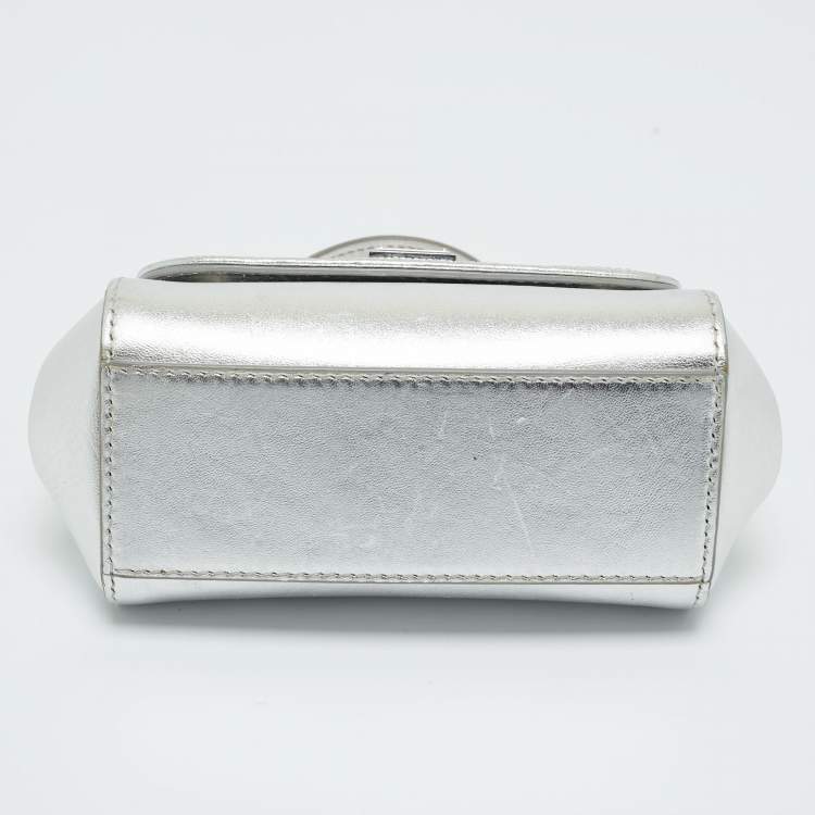 Pre Owned Dolce & Gabbana Silver Leather Miss Sicily Bambino Top Handle Bag