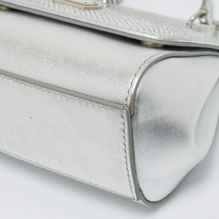 Pre Owned Dolce & Gabbana Silver Leather Miss Sicily Bambino Top Handle Bag