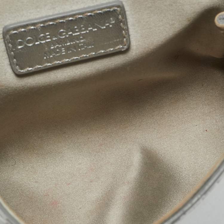 Pre Owned Dolce & Gabbana Silver Leather Miss Sicily Bambino Top Handle Bag