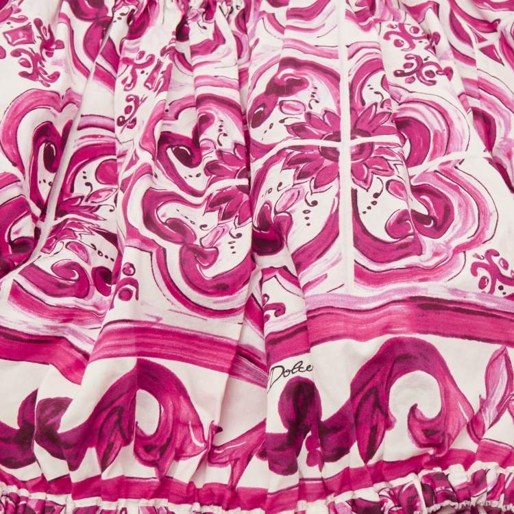 Pre Owned Dolce & Gabbana Kids Majolica Print Cotton Top & Skirt Set 5/4 Yrs 