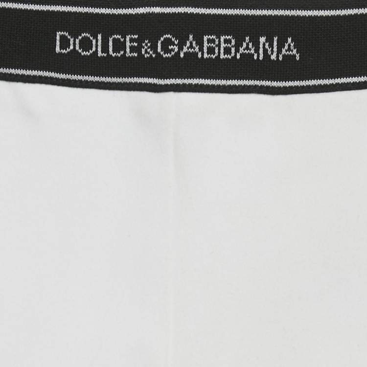 Pre Owned Dolce & Gabbana Kids White Logo Pattern Jersey Leggings 12-18M
