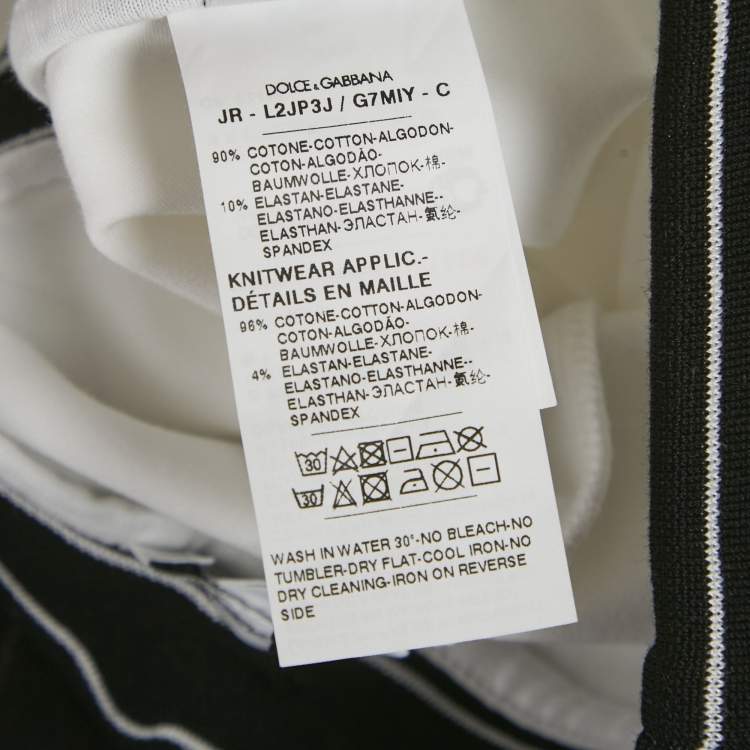 Pre Owned Dolce & Gabbana Kids White Logo Pattern Jersey Leggings 12-18M