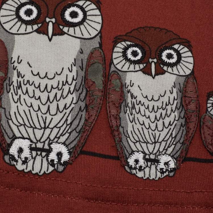 Pre Owned Dolce & Gabbana Kids Maroon Owl Print Cotton Romper 3-6 Months 