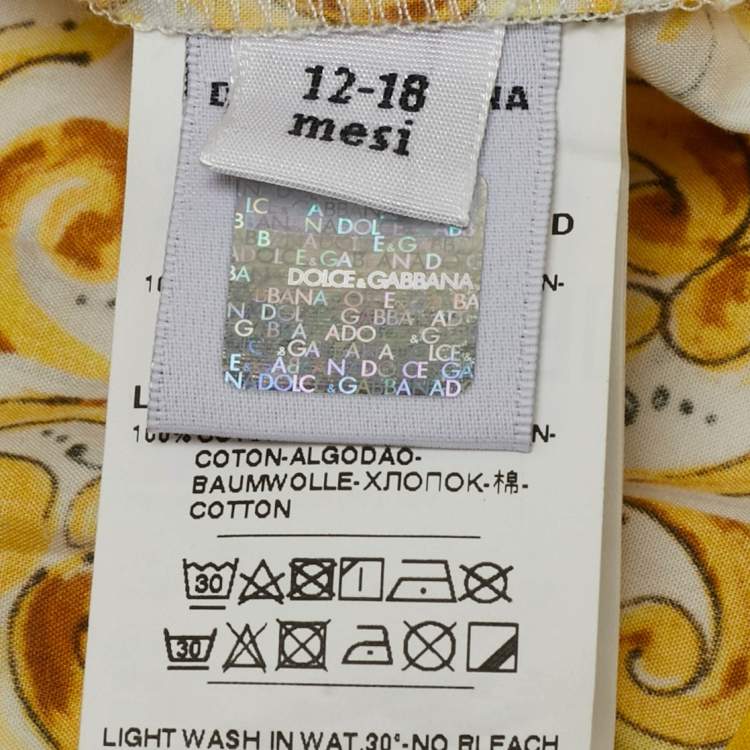 Pre Owned Dolce & Gabbana Kids Yellow Majolica Print Cotton Dress & Shorts Set 12/18 Months 