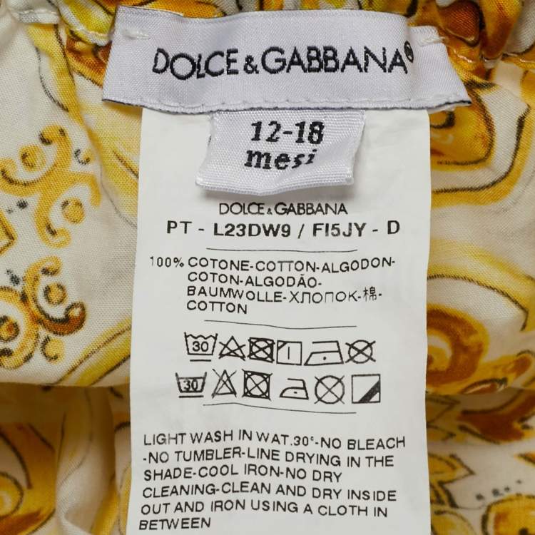 Pre Owned Dolce & Gabbana Kids Yellow Majolica Print Cotton Dress & Shorts Set 12/18 Months 