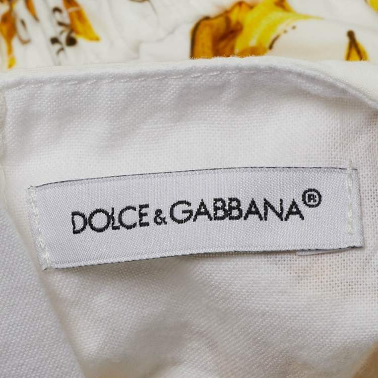 Pre Owned Dolce & Gabbana Kids Yellow Majolica Print Cotton Dress & Shorts Set 12/18 Months 