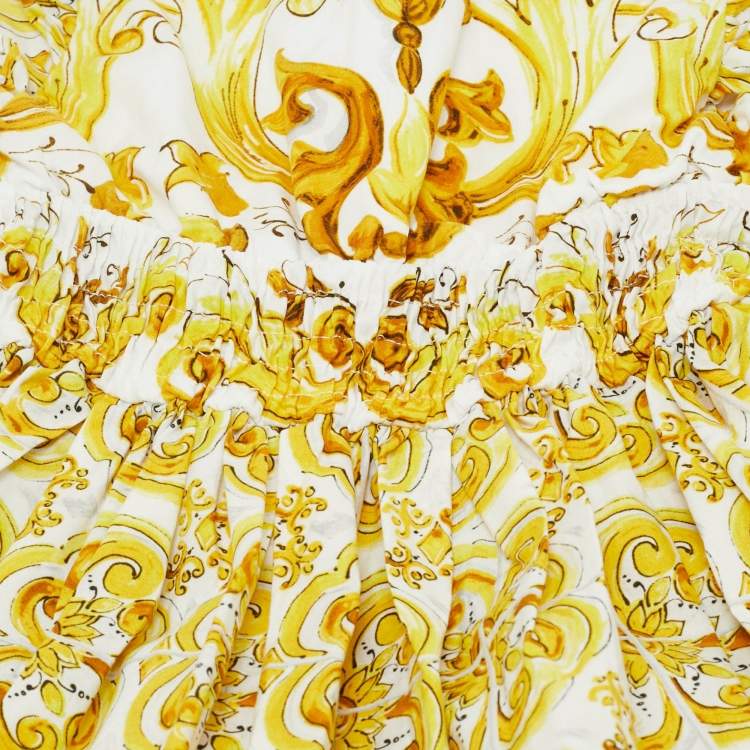 Pre Owned Dolce & Gabbana Kids Yellow Majolica Print Cotton Dress & Shorts Set 12/18 Months 