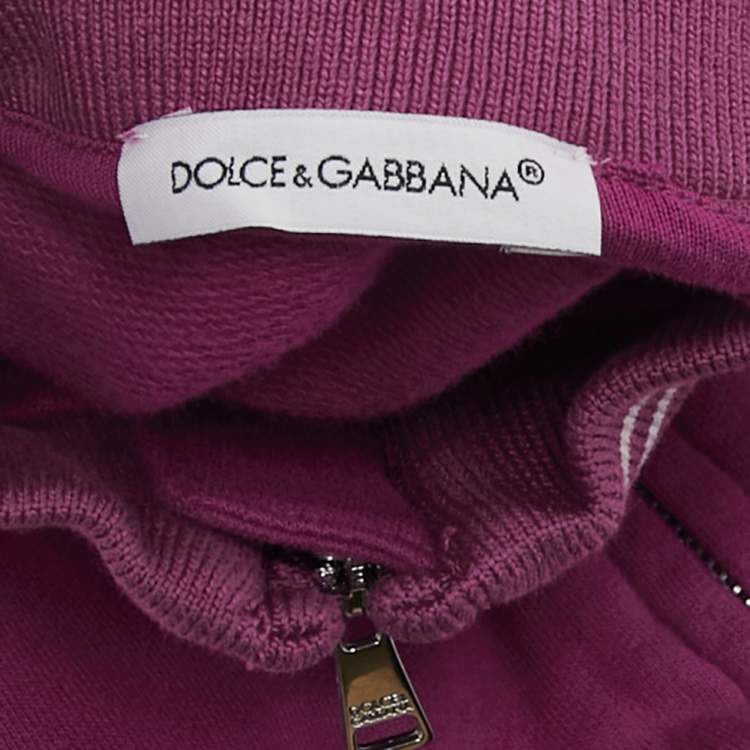 Pre Owned Dolce & Gabbana Kids Pink Logo Trim Cotton Jacket and Pants Set 6Yrs