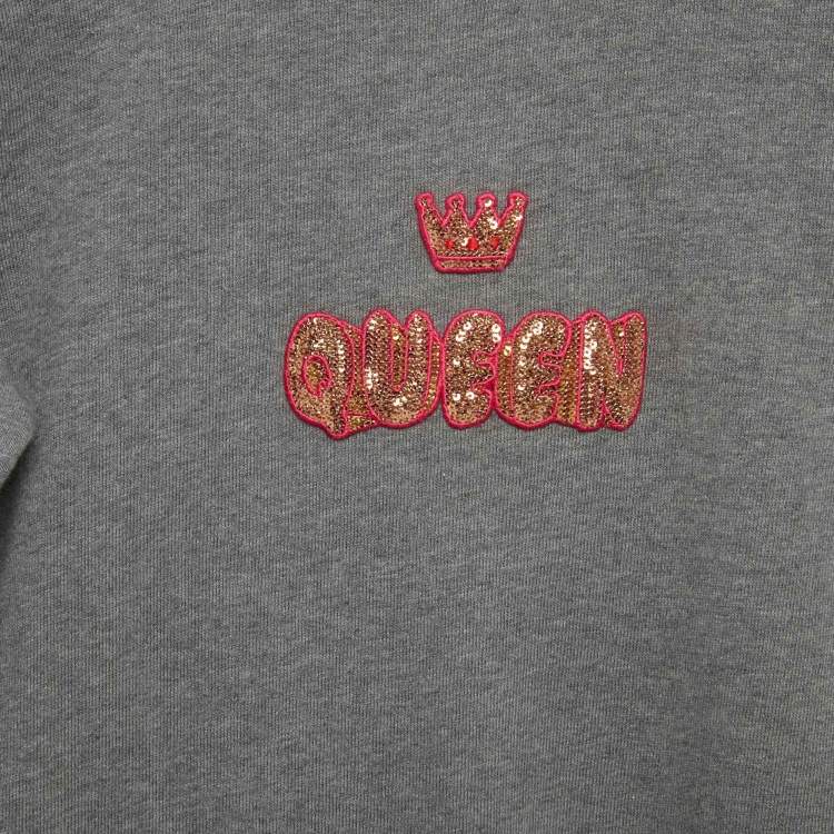 Pre Owned Dolce & Gabbana Kids Grey Queen Applique Sweatshirt 6Yrs
