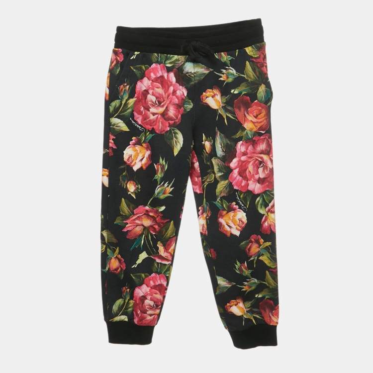 Pre Owned Dolce & Gabbana Kids Black Floral Print Cotton 3 Piece Set 4/6 Yrs
