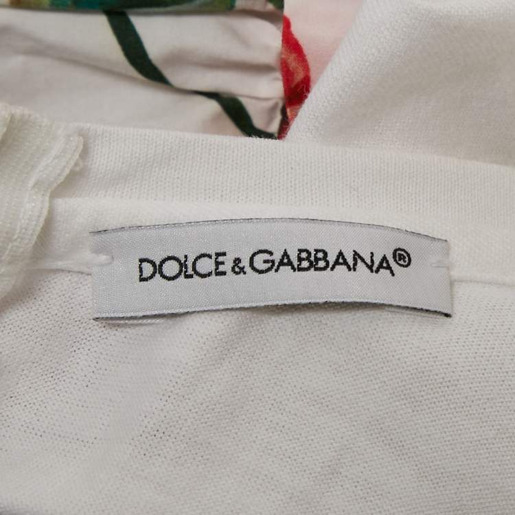 Pre Owned Dolce & Gabbana Kids White/Red Poppy Print Cotton Happy Garden Dress 3Y 