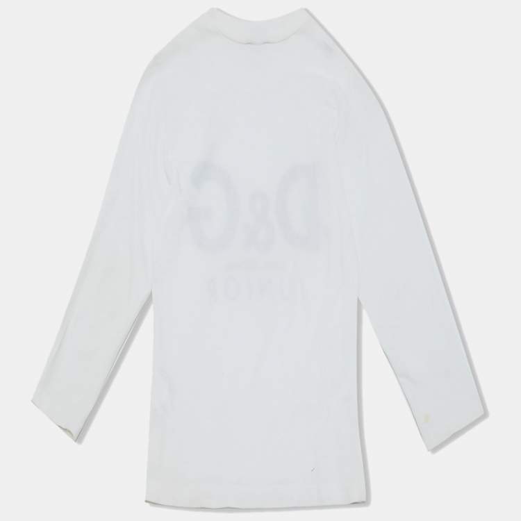 Pre Owned D&G Junior White Logo Print Cotton Full Sleeve T-Shirt 5Y